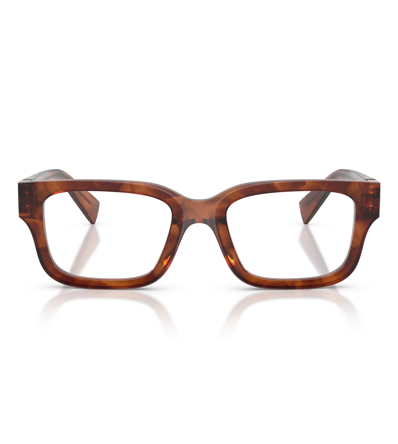 Miu Miu Women Striped Tobacco Rectangular Optical Frame