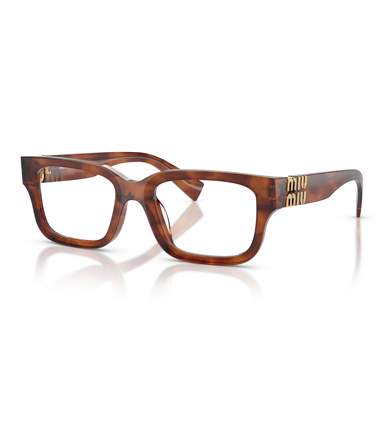 Miu Miu Women Striped Tobacco Rectangular Optical Frame