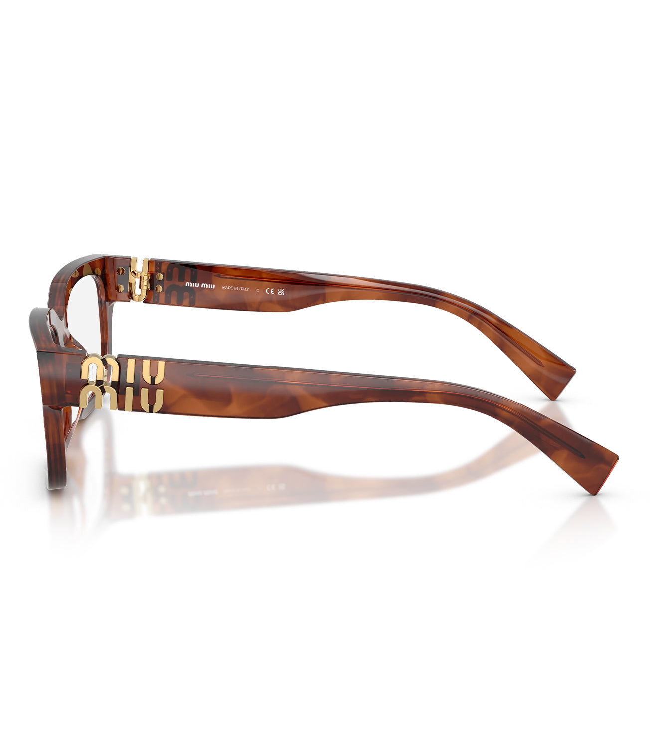 Miu Miu Women Striped Tobacco Rectangular Optical Frame