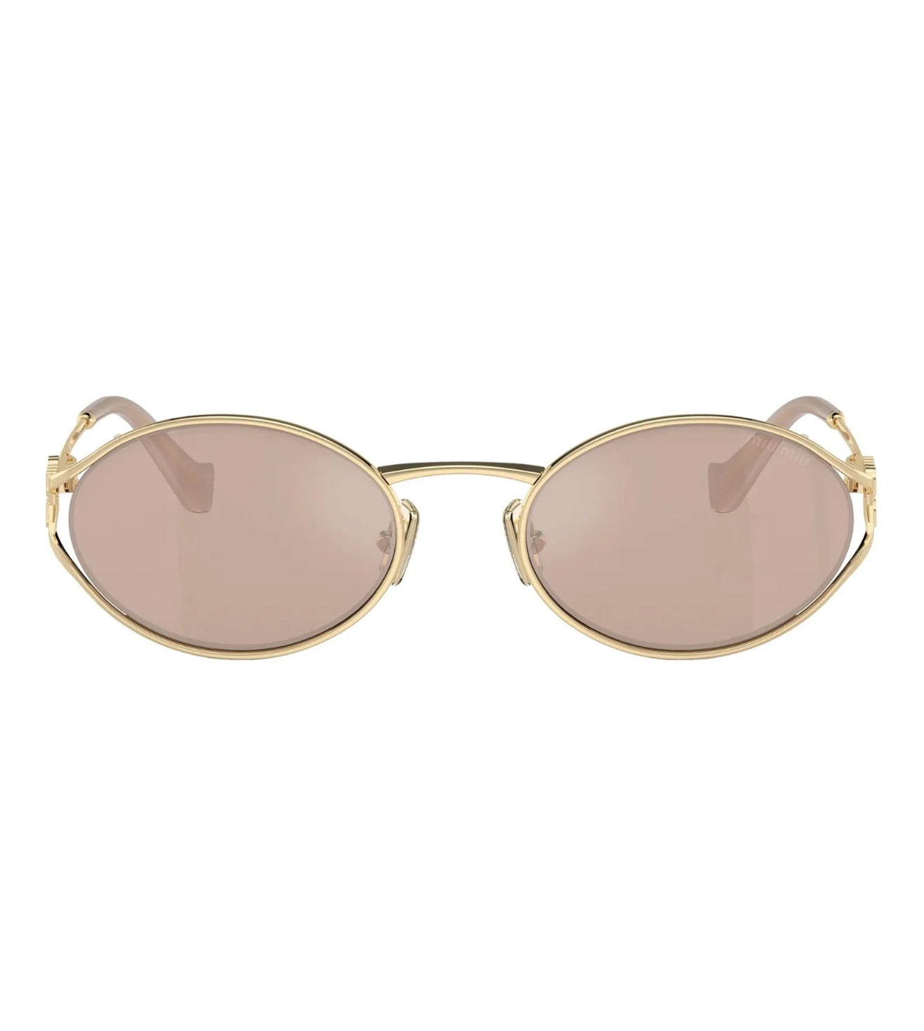 Miu Miu Women Pink Gold Mirror Oval Sunglasses