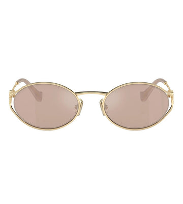 Miu Miu Women Pink Gold Mirror Oval Sunglasses