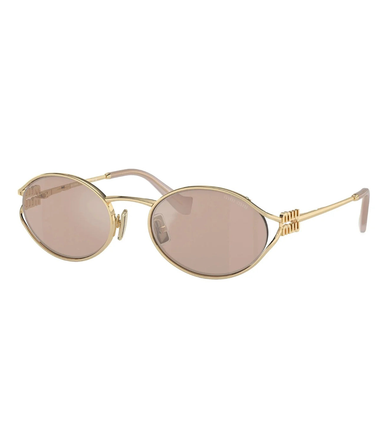 Miu Miu Women Pink Gold Mirror Oval Sunglasses