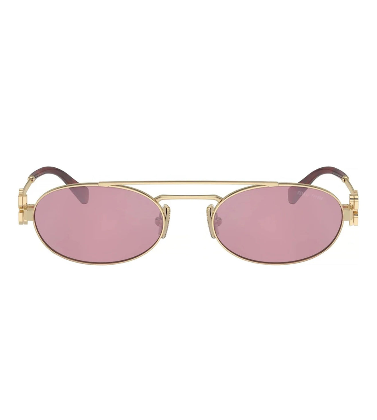 Miu Miu Women Dark Pink Silver Oval Sunglasses