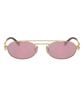 Miu Miu Women Dark Pink Silver Oval Sunglasses