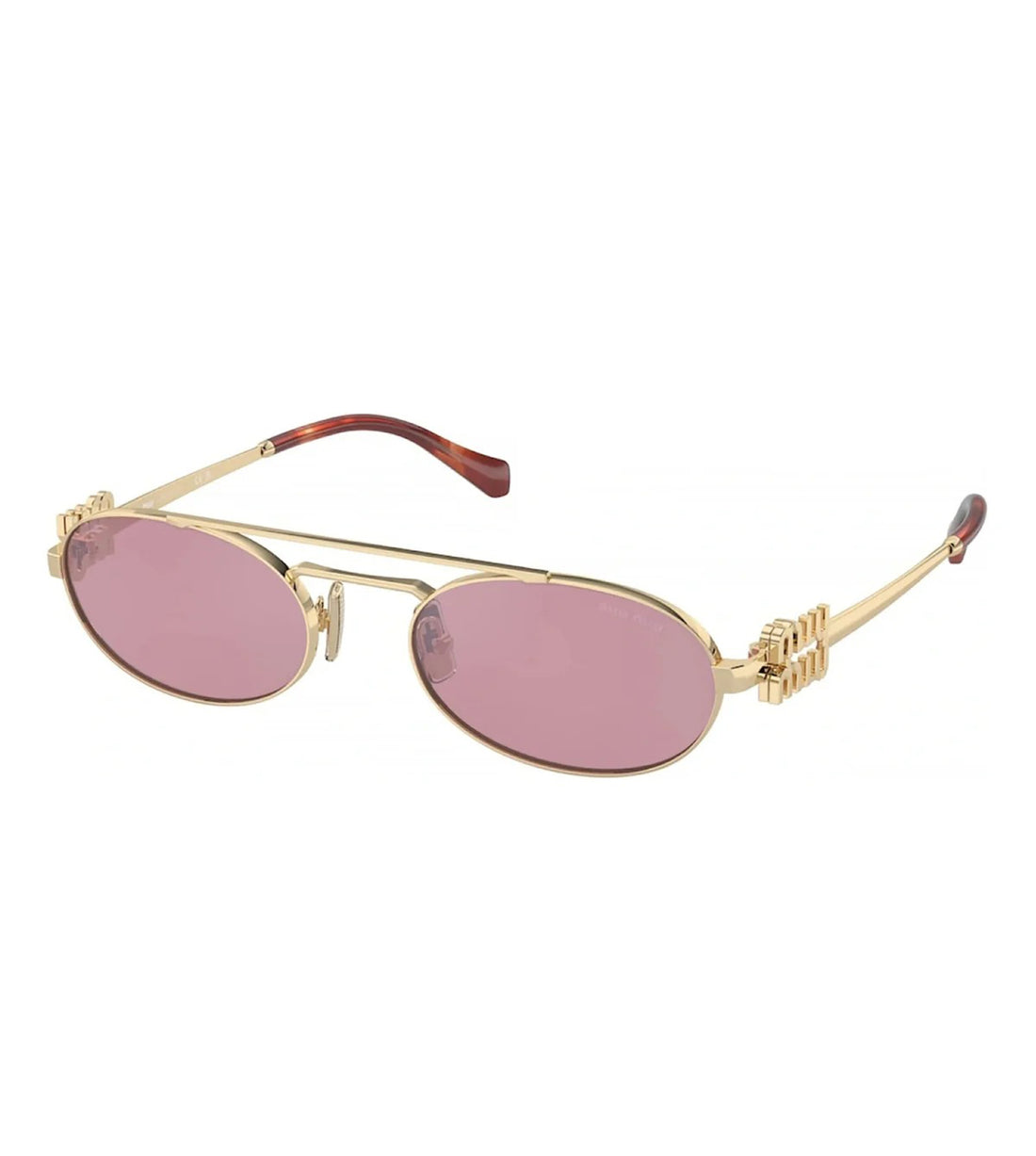 Miu Miu Women Dark Pink Silver Oval Sunglasses