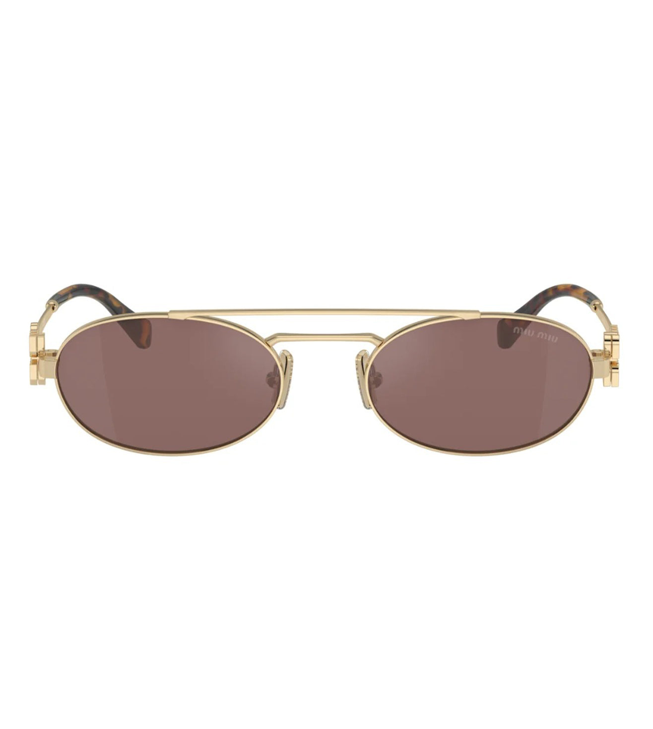 Miu Miu Women Brown Silver Mirror Oval Sunglasses