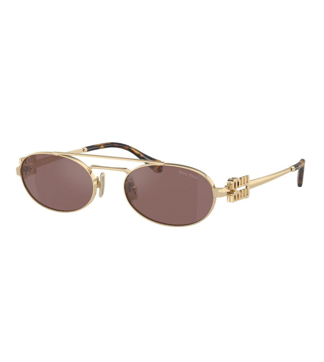 Miu Miu Women Brown Silver Mirror Oval Sunglasses