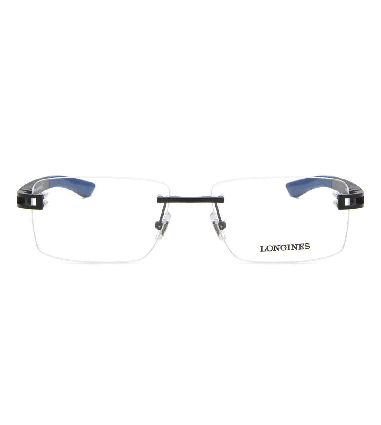 Longines Men's Matte Black Rectangular Optical Frame