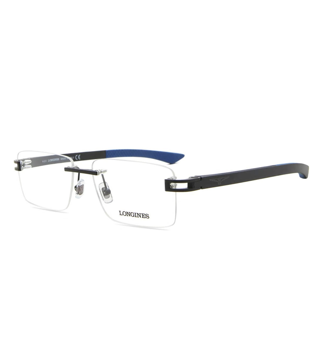 Longines Men's Matte Black Rectangular Optical Frame