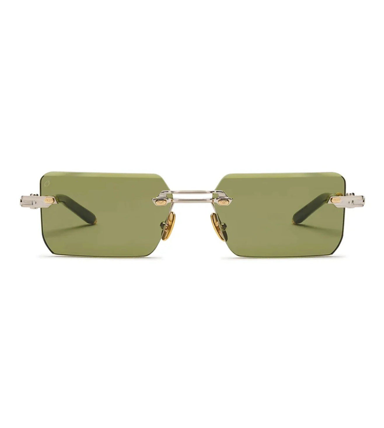 T Henri Unisex Green Rectangular Sunglasses