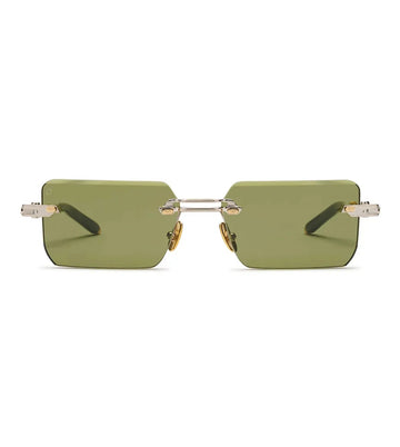 T Henri Unisex Green Rectangular Sunglasses