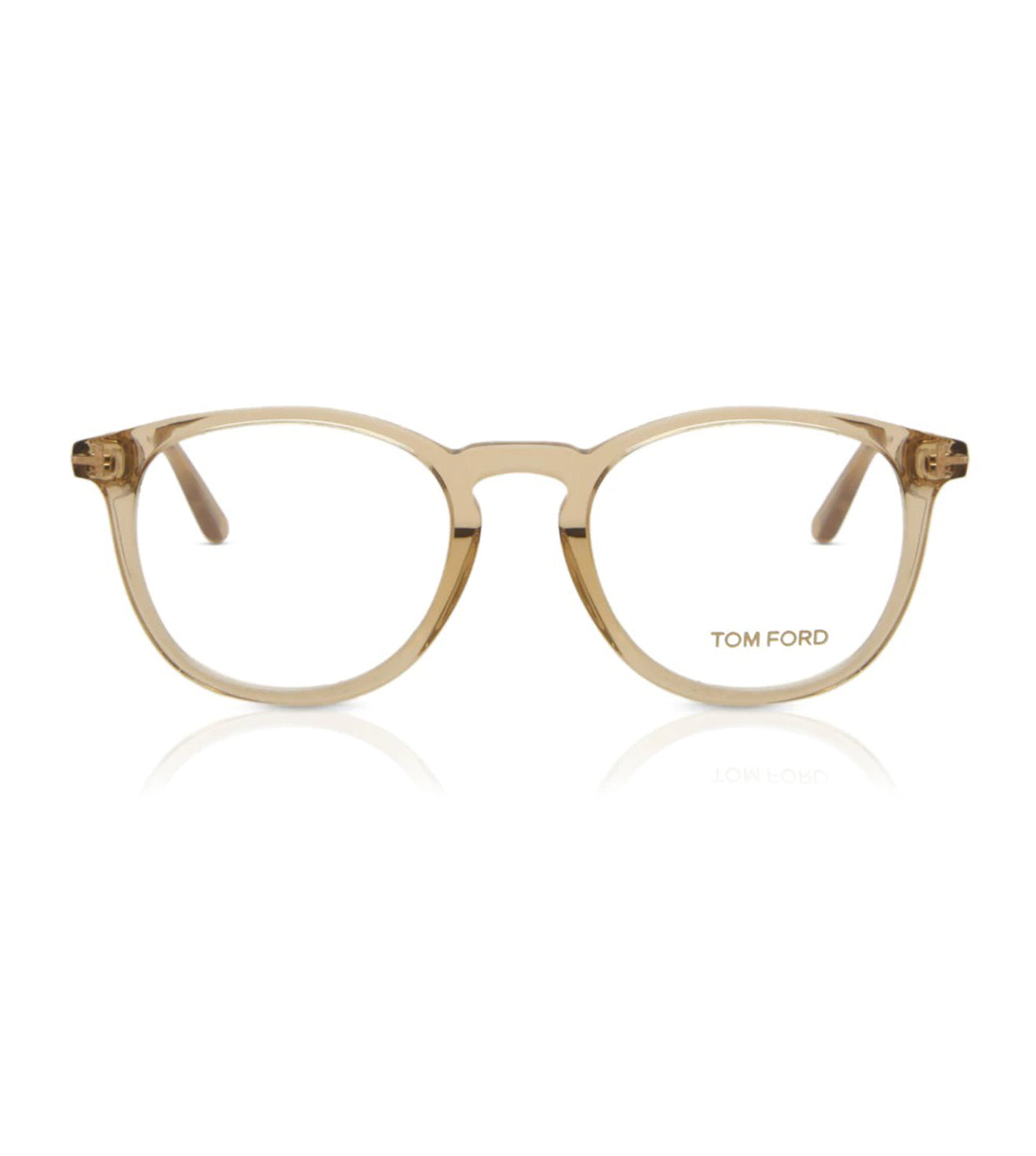 Tom Ford Unisex Transparent Light Brown Round Optical Frame-zoom-1