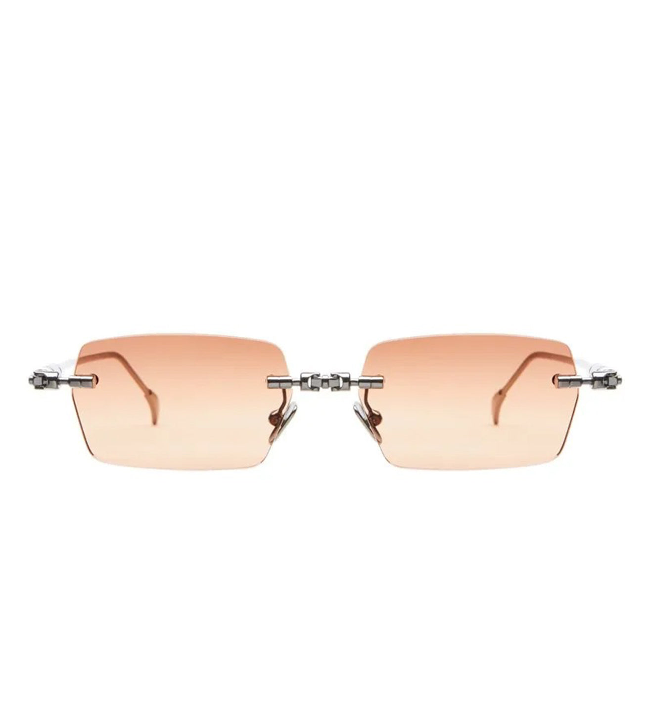 Kuboraum Unisex Gradient Brown Orange Rectangular Sunglasses