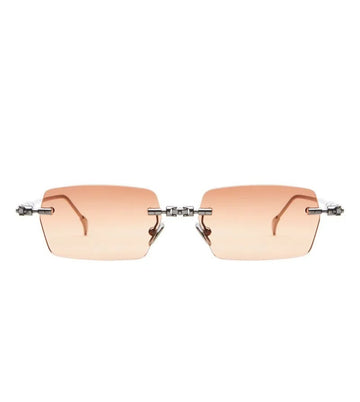 Kuboraum Unisex Gradient Brown Orange Rectangular Sunglasses