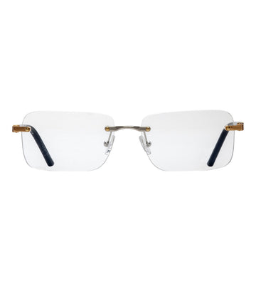 Omas Design Men's Palladium & Gold Rectangular Optical Frame