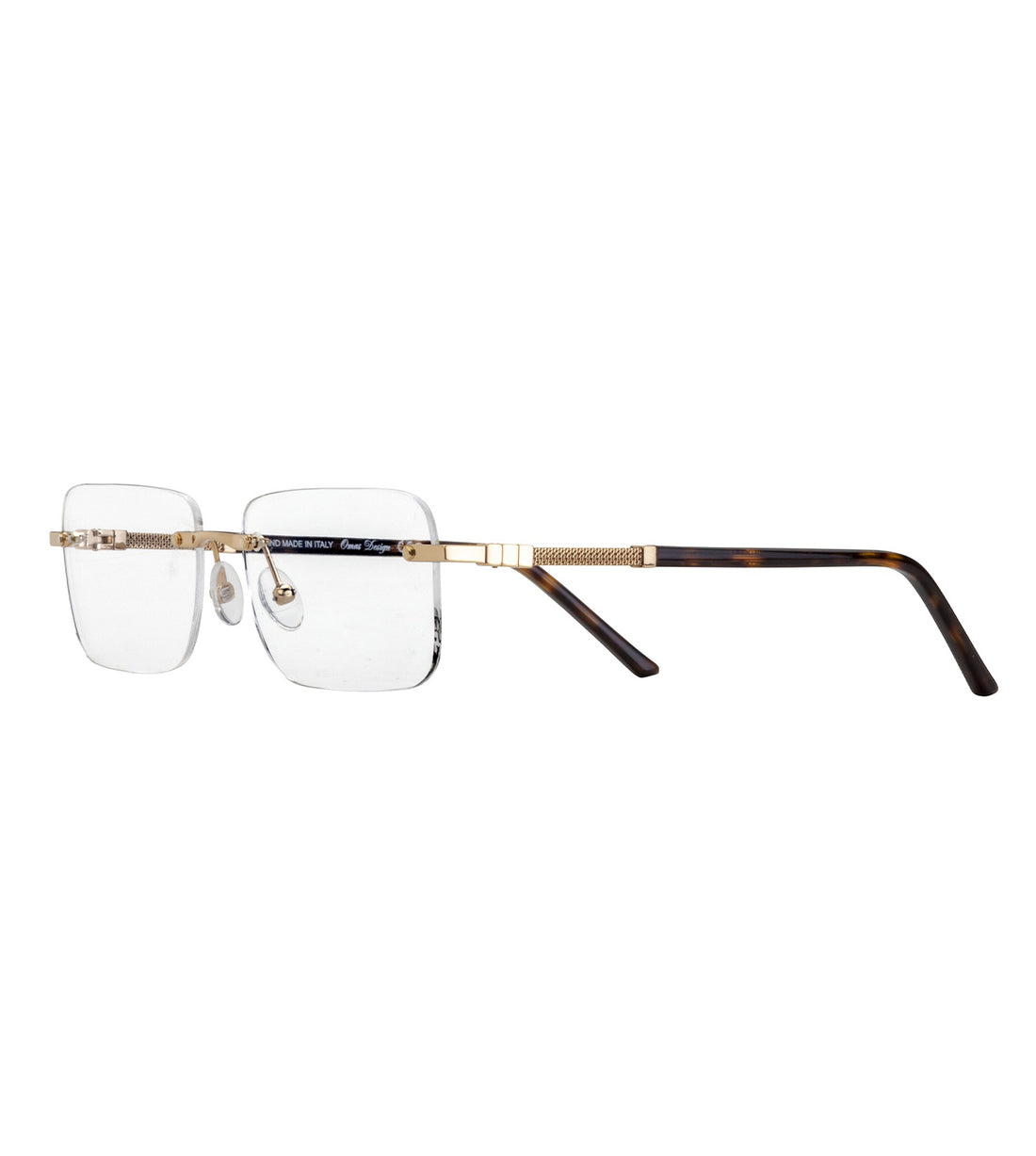 Omas Design Men's Palladium & Gold Rectangular Optical Frame