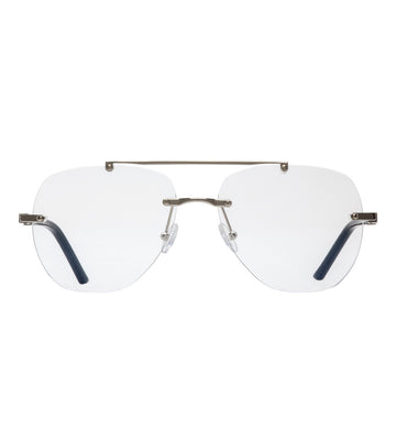 Omas Design Unisex Palladium Aviator Optical Frame