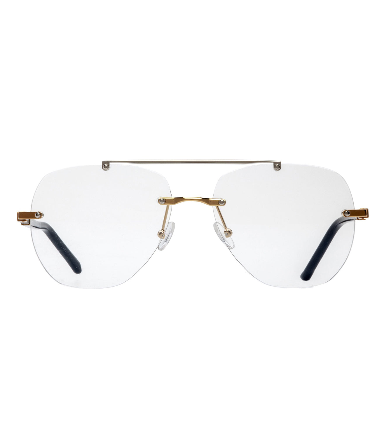 Omas Design Unisex Palladium & Gold Aviator Optical Frame