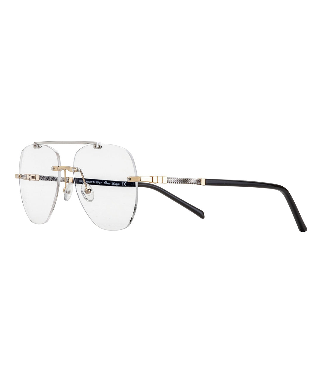 Omas Design Unisex Palladium & Gold Aviator Optical Frame