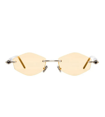 Kuboraum Unisex Light Orange Angular Sunglasses