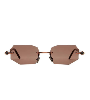 Kuboraum Unisex Brown Geomatric Sunglasses