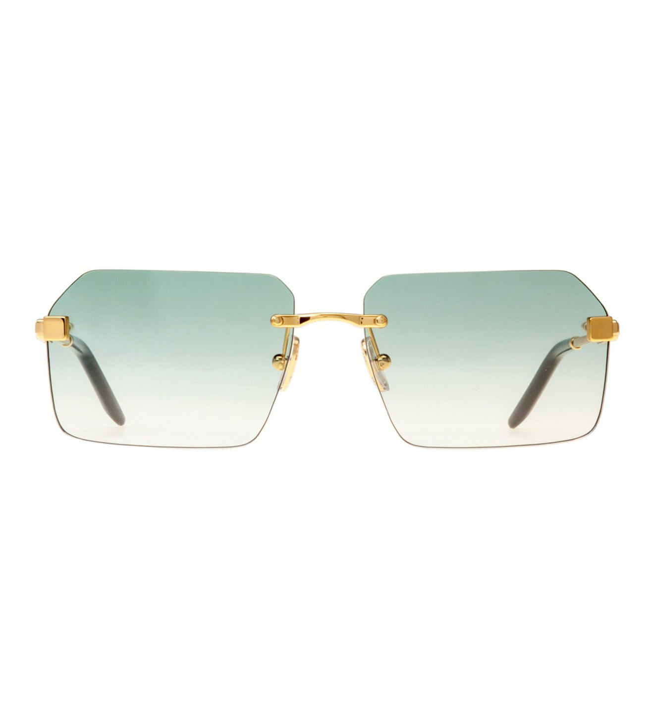 Omas Design Men's Faded Green Rectangular Sunglasses