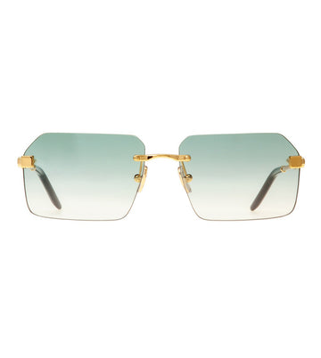 Omas Design Men's Faded Green Rectangular Sunglasses