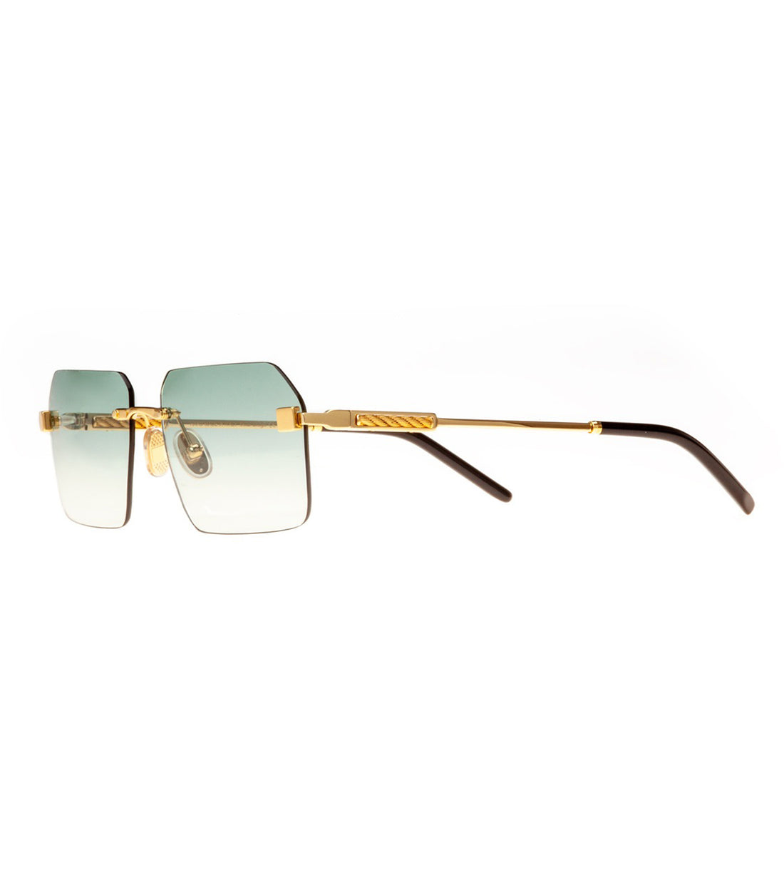 Omas Design Men's Faded Green Rectangular Sunglasses