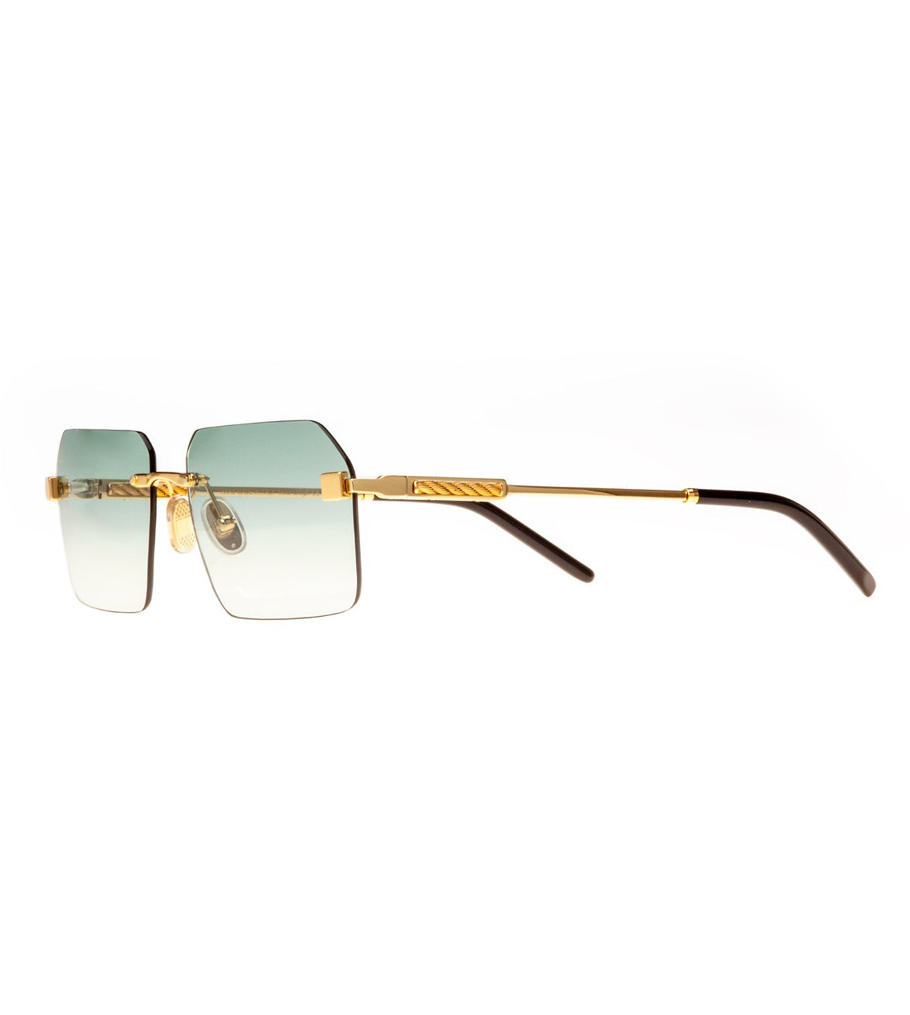 Omas Design Men's Faded Green Rectangular Sunglasses