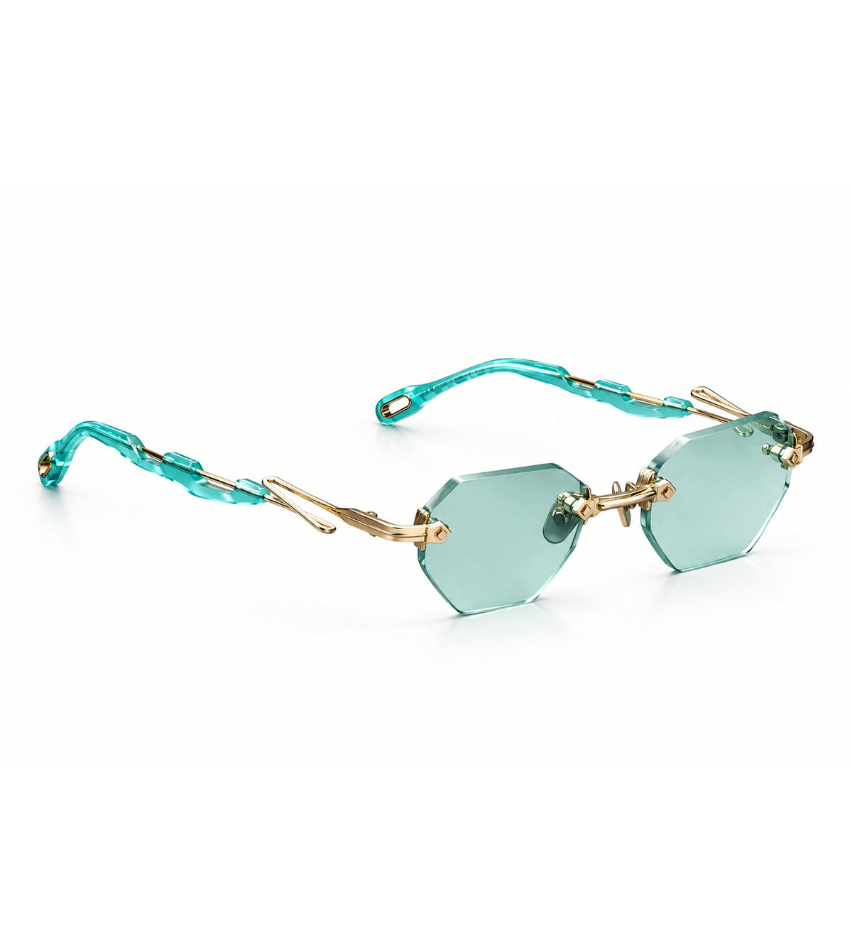 Capote Unisex Green Angular Sunglasses - C36 GOLD/GREEN