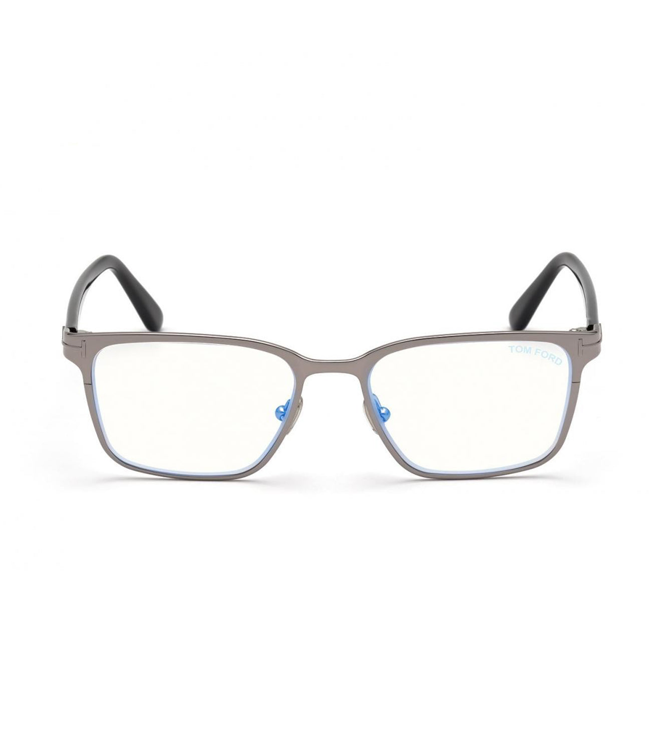 Tom Ford Men's Shiny Light Ruthenium Rectangular Optical Frames