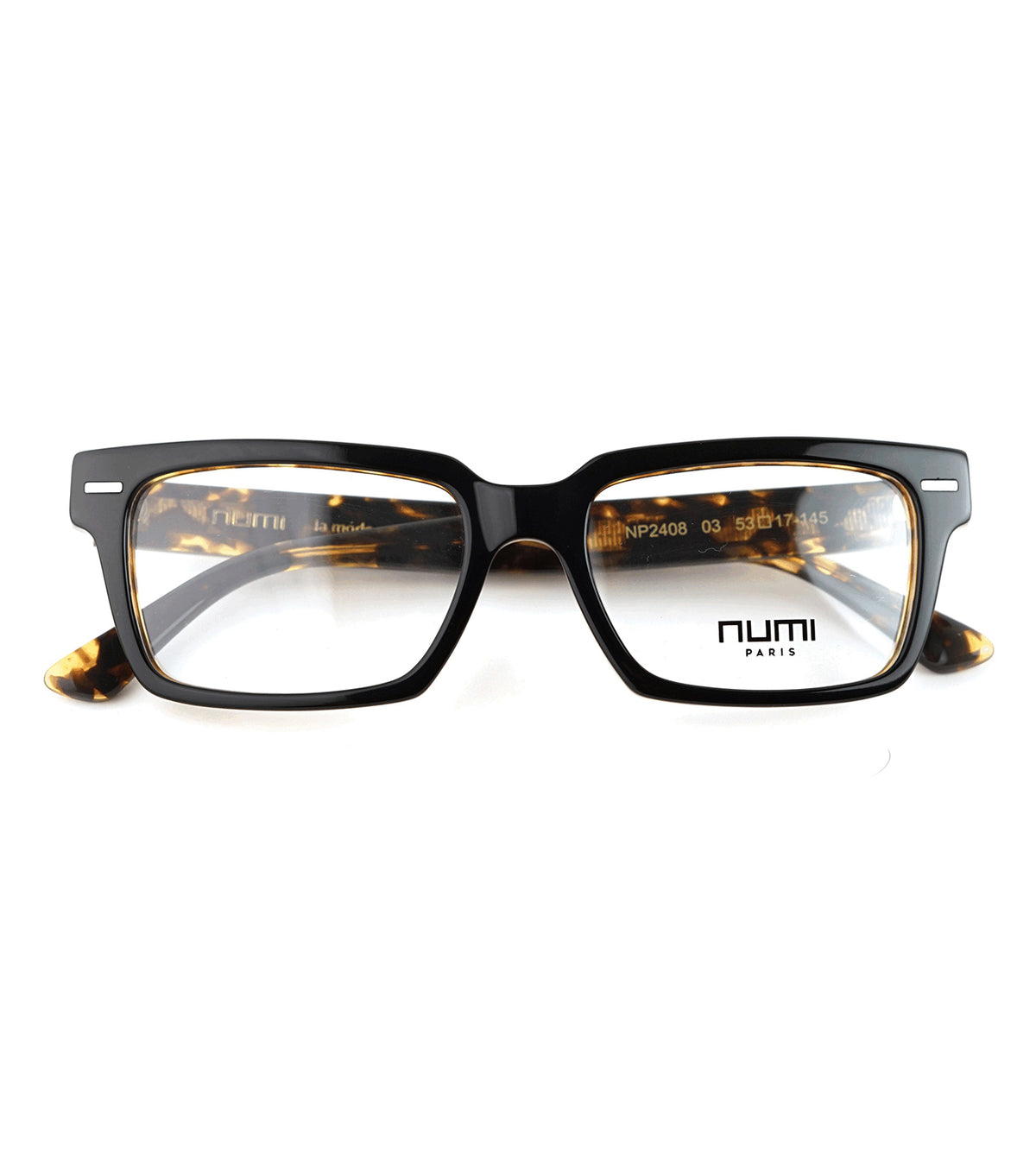 Numi Paris Men's Black/Havana Rectangle Optical Frames - NP2408-03-53