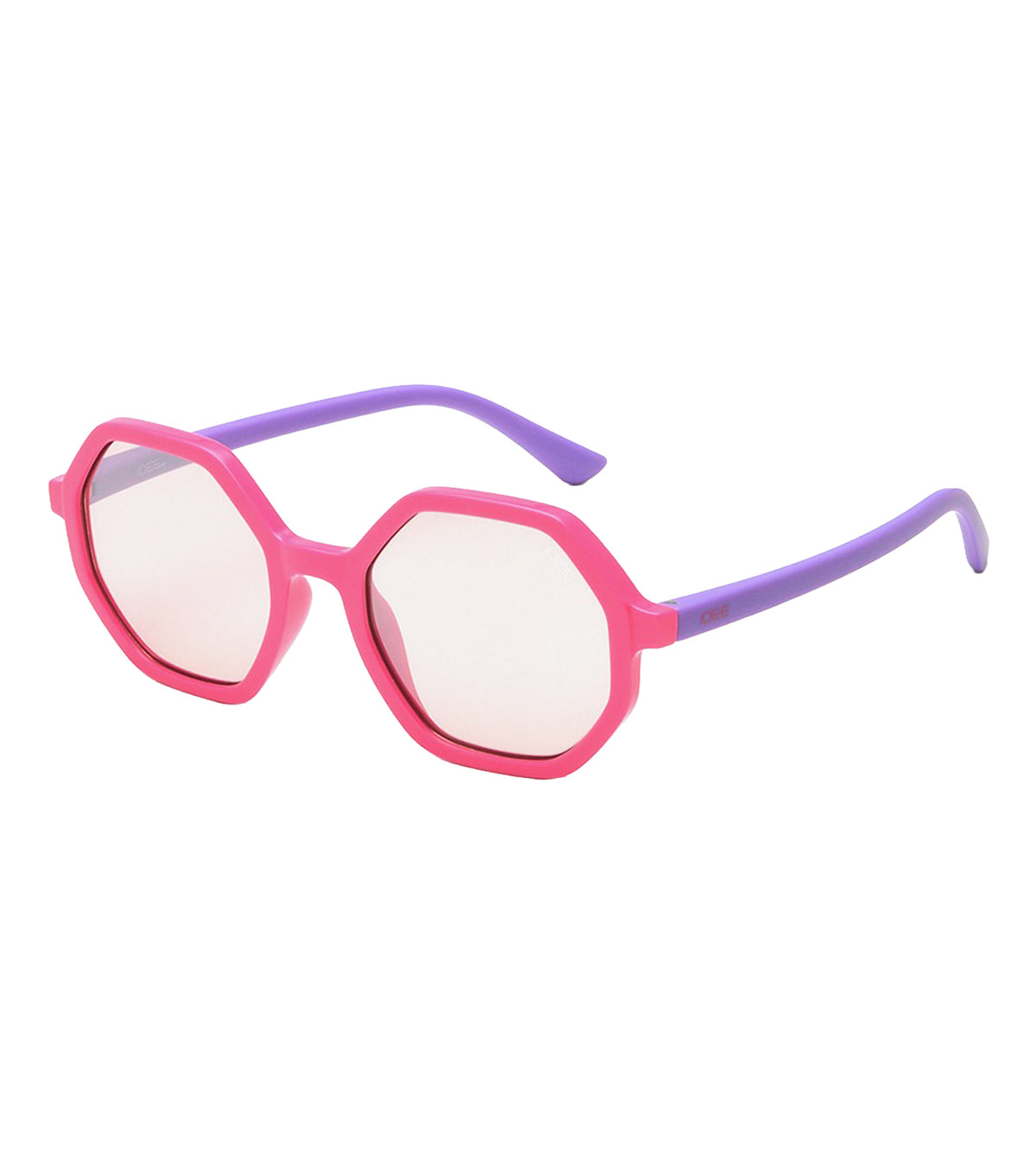 IDEE Young Kids White Mirror with Light Brown Hexagon Sunglasses - Y618 46 C3