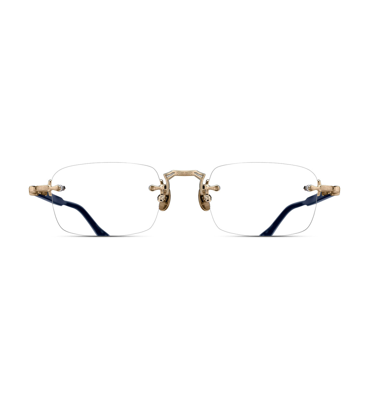 Matsuda M5009.RX.BG-NVY.52 Unisex Brushed Gold Rectangle Optical Frames