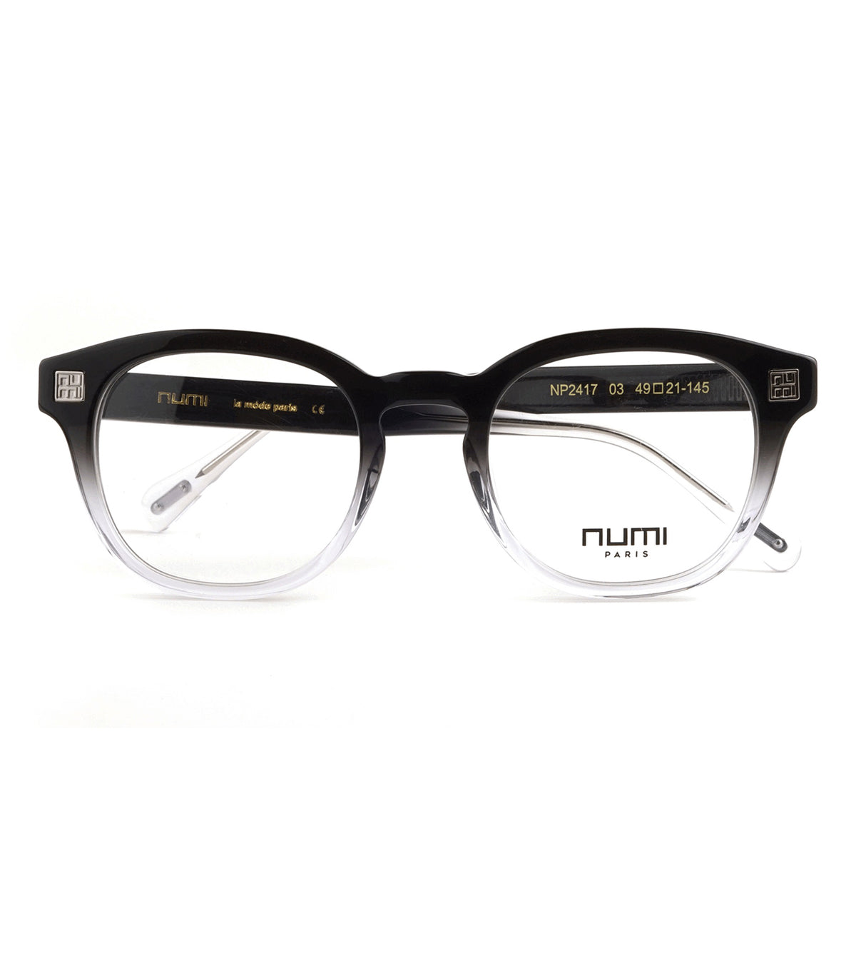 Numi Paris Men's Black/Clear Square Optical Frames - NP2417-03-49