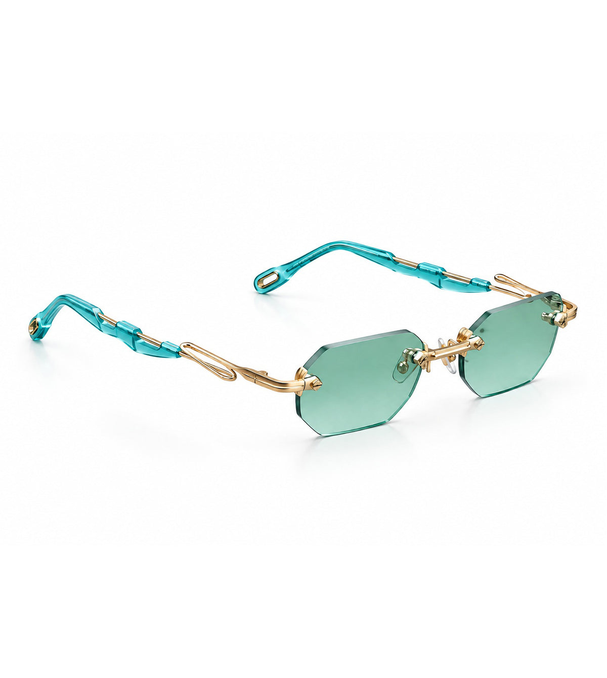 Capote Unisex Green Angular Sunglasses - C33 GOLD/GREEN