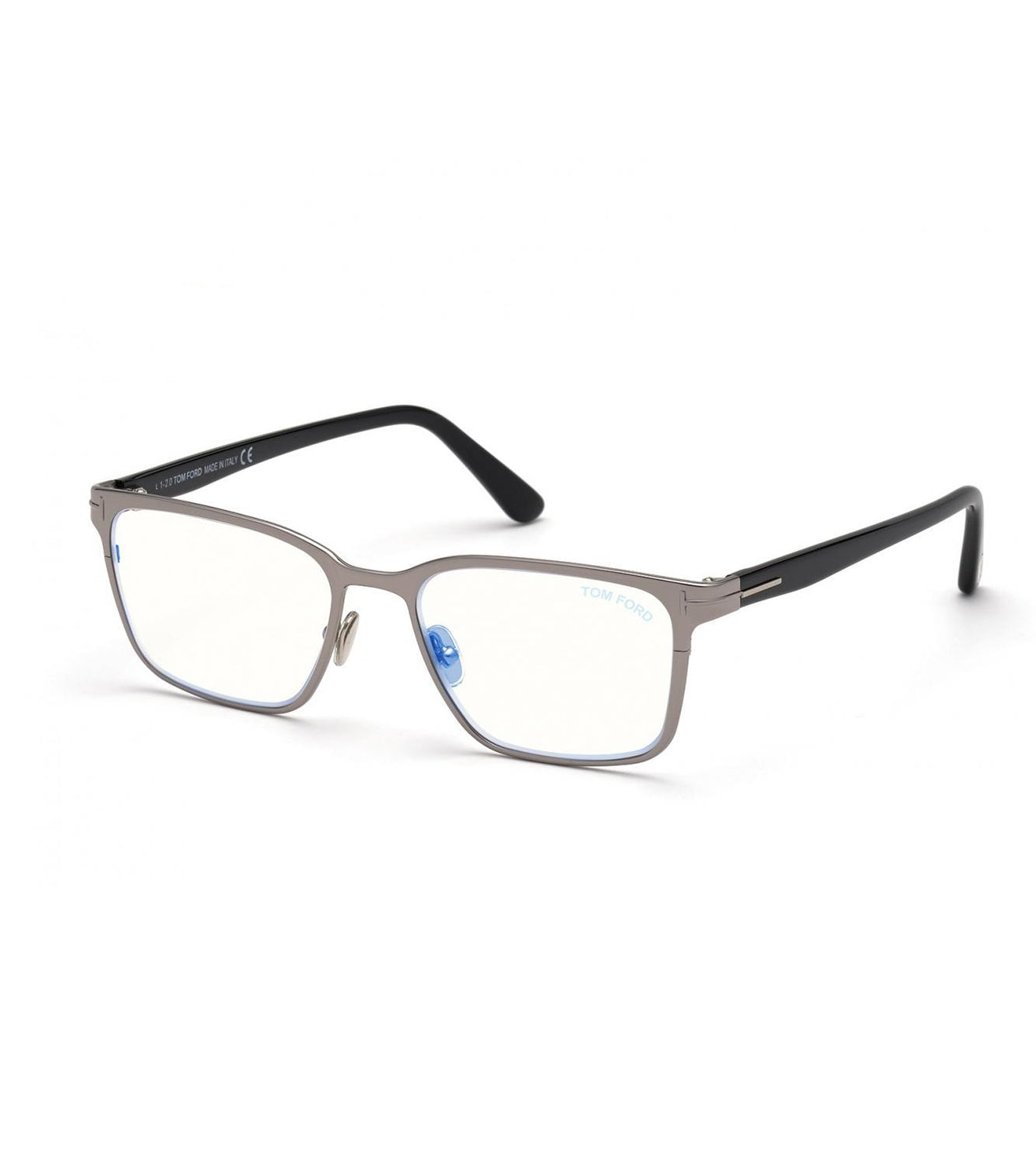 Tom Ford Men's Shiny Light Ruthenium Rectangular Optical Frames-zoom-2