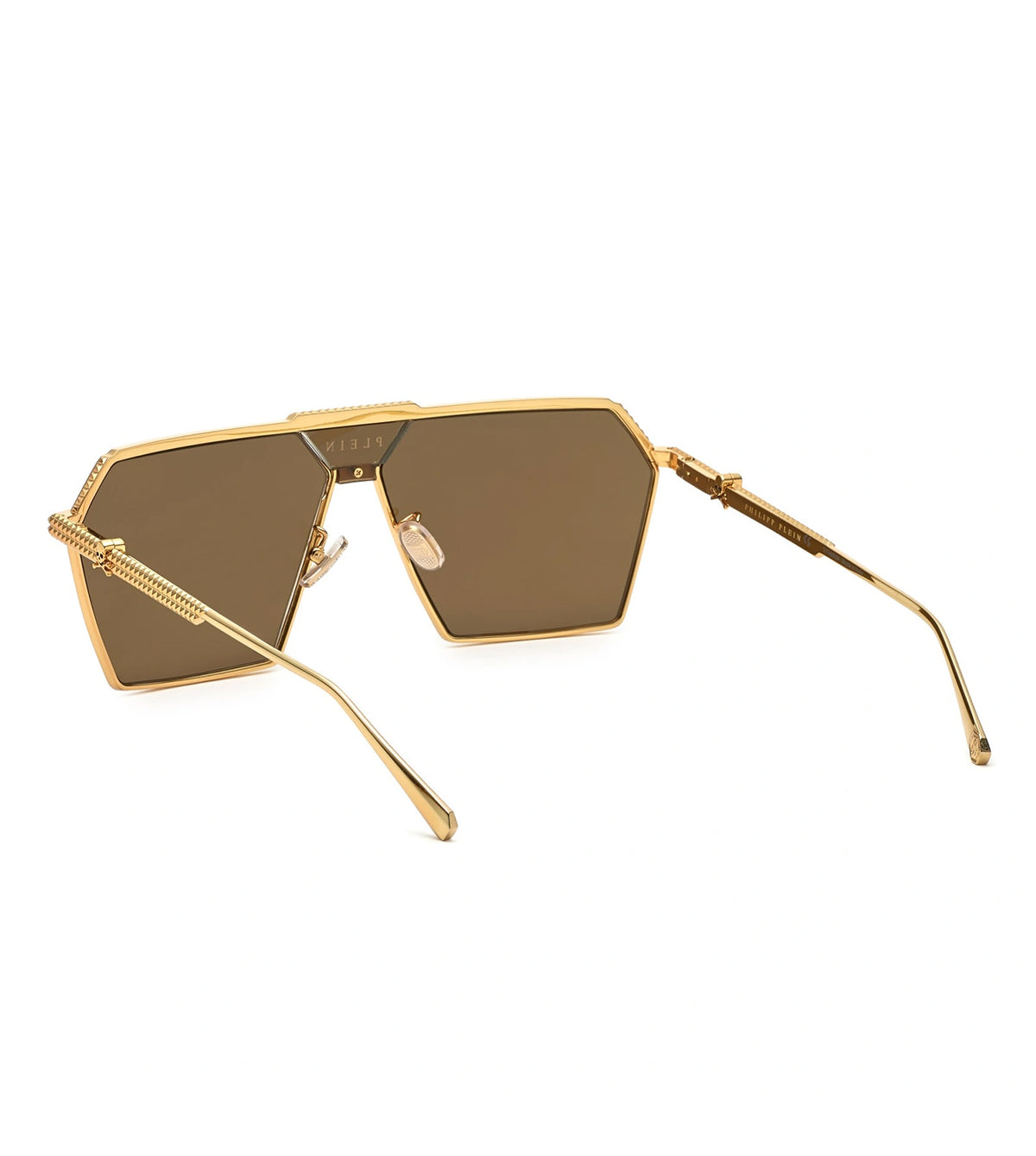 Philipp Plein SPP076V 66 400G Men's Smoke Mirror Gold Pilot Sunglasses