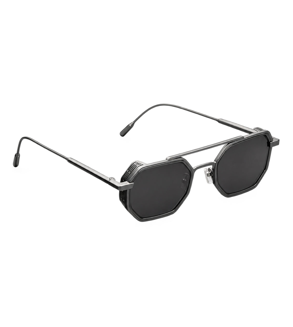 Capote Unisex Black Geometric Sunglasses - KENAZ X BLACK/BLACK