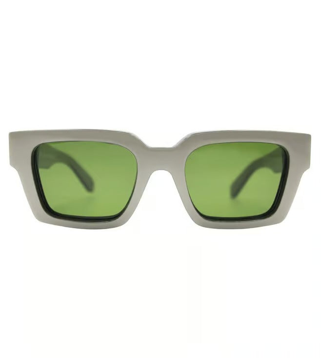 Off White Unisex Green Square Sunglasses OERI126C9916E55