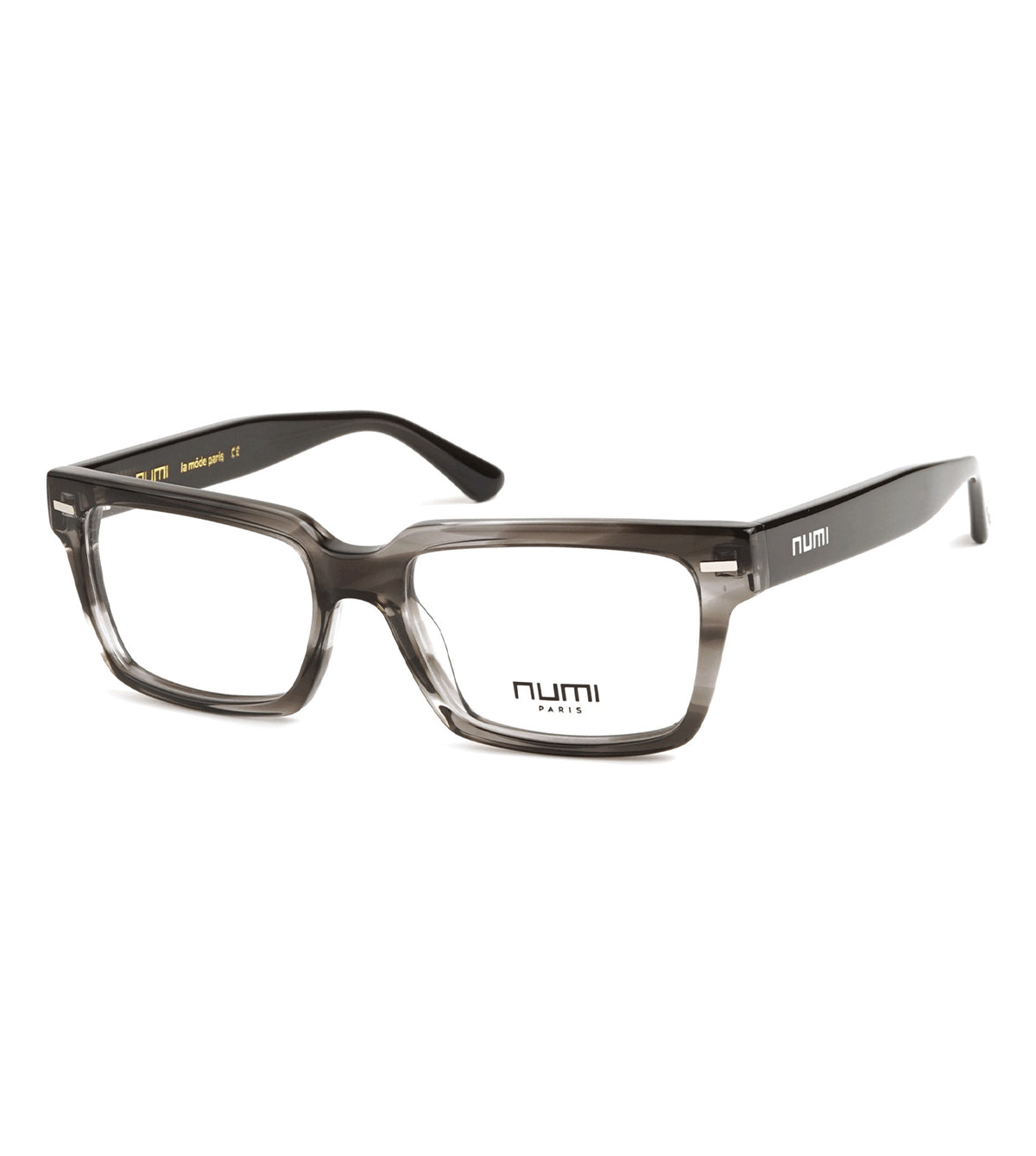 Numi Paris Men's Black Ash Rectangle Optical Frames - NP2408-04-53