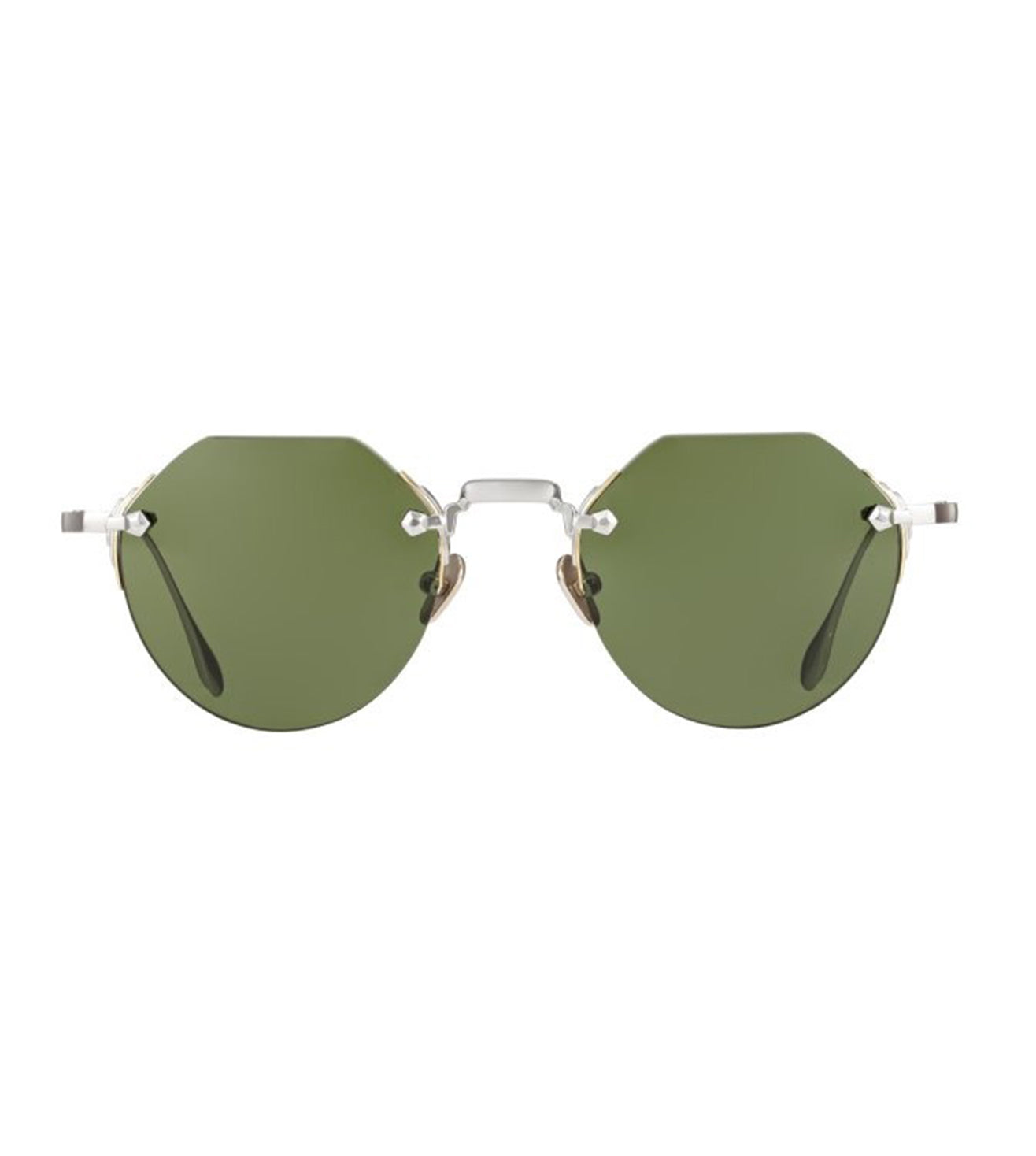 Massada Pentagon Supreme MA-9909 Silver Green Pentagon Sunglasses - front view