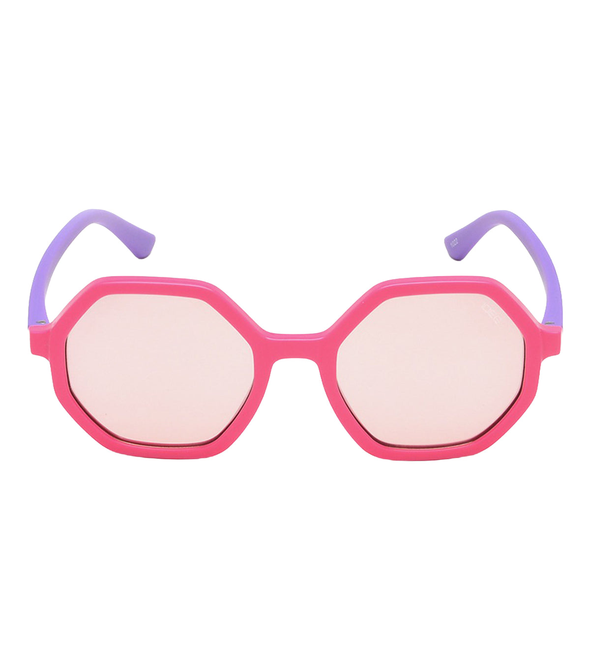 IDEE Young Kids White Mirror with Light Brown Hexagon Sunglasses - Y618 46 C3