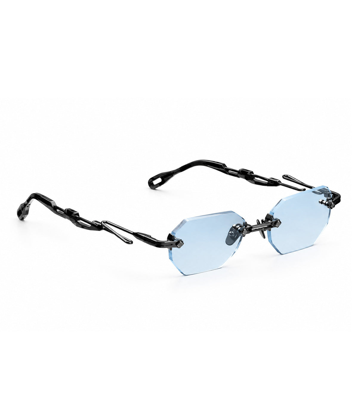 Capote Unisex Blue Angular Sunglasses - C36 BLACK/BLUE