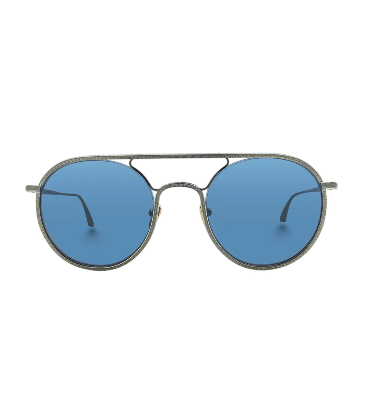 Masunaga ACRUX S32 SG/SILVER 51 Unisex Blue Round Sunglasses